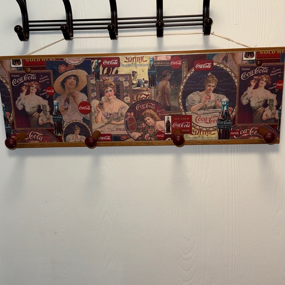 Coca Cola Retro Wall Hook with Red and Brown Accents - Picture 3 of 9